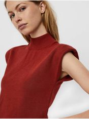Vero Moda Tehlový dámsky rebrovaný sveter so stojačikom VERO MODA Pressy XS