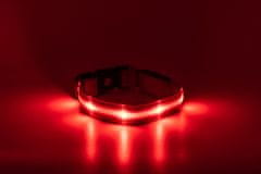 limaya LED svietiaci obojok pre psov Red - white thin strip M (33 cm - 50 cm)