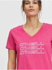 O'Neill Ružové dámske tričko O'Neill Triple Stack V-Neck S