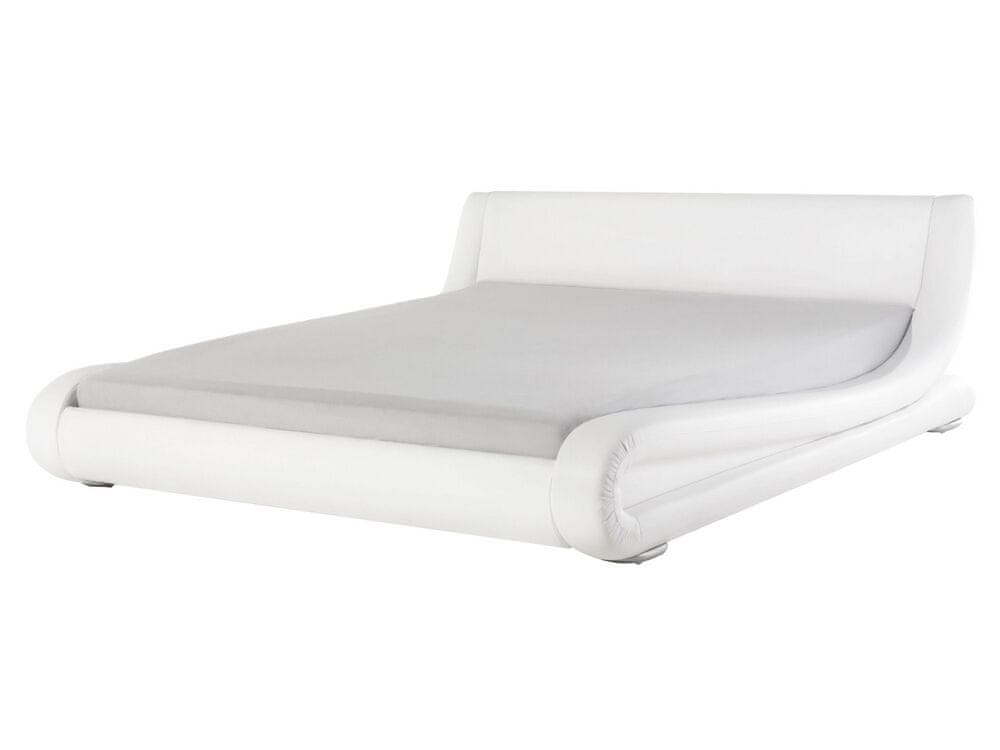 Beliani Kožená posteľ biela 160 x 200 cm AVIGNON