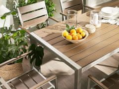 Beliani Hnedá hliníková záhradná jedálenská súprava stola a stoličiek VERNIE