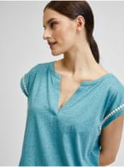 Brakeburn Modré dámske tričko s ozdobnými detailmi Brakeburn S