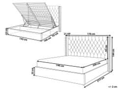 Beliani Zamatová posteľ s úložným priestorom 140 x 200 cm béžová LUBBON
