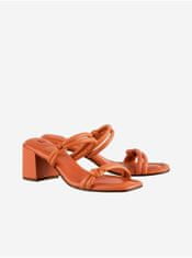 Högl Oranžové dámske kožené papuče na podpätku Högl Grace 36