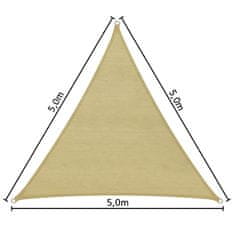 tectake Tieniaca plachta proti slnku trojuholník, béžová - 500 x 500 x 500 cm