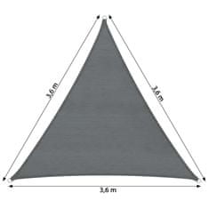 tectake Tieniaca plachta proti slnku trojuholník, šedá - 360 x 360 x 360 cm