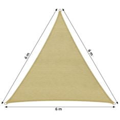 tectake Tieniaca plachta proti slnku trojuholník, béžová - 600 x 600 x 600 cm