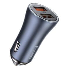 BASEUS Nabíjačka do auta Baseus Golden Contactor Pro, 2x USB, 40 W (sivá)