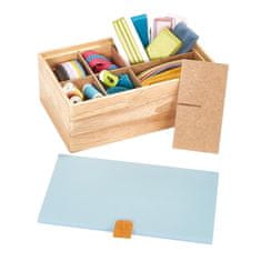 PRYM Box-organizér na drobné šijacie potreby drevený svetlý veľ. S s modrým vekom