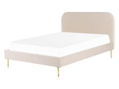 Beliani Zamatová posteľ 140 x 200 cm béžová FLAYAT