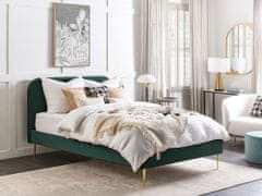 Beliani Zamatová posteľ 140 x 200 cm zelená FLAYAT
