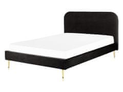 Beliani Zamatová posteľ 140 x 200 cm čierna FLAYAT