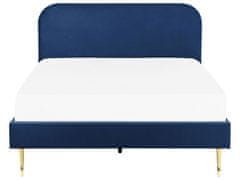 Beliani Zamatová posteľ 140 x 200 cm modrá FLAYAT