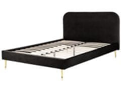 Beliani Zamatová posteľ 140 x 200 cm čierna FLAYAT