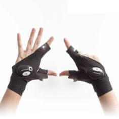 Northix Bezprstové LED rukavice - čierne 