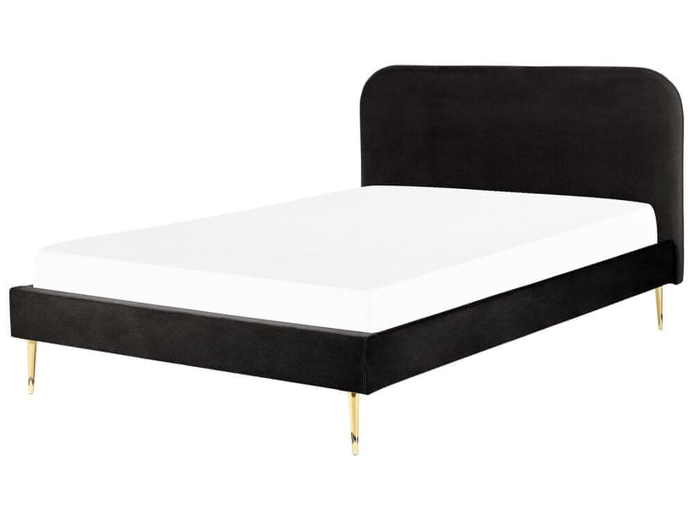 Beliani Zamatová posteľ 180 x 200 cm čierna FLAYAT
