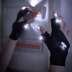 Northix Bezprstové LED rukavice - čierne 