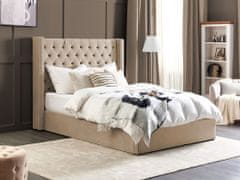 Beliani Zamatová posteľ s úložným priestorom 140 x 200 cm béžová LUBBON