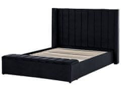 Beliani Zamatová posteľ s úložným priestorom 140 x 200 cm čierna NOYERS