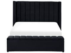 Beliani Zamatová posteľ s úložným priestorom 140 x 200 cm čierna NOYERS