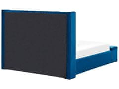 Beliani Zamatová posteľ s úložným priestorom 140 x 200 cm modrá NOYERS