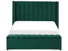 Beliani Zamatová posteľ s úložným priestorom 140 x 200 cm zelená NOYERS