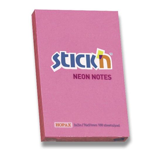 HOPAX Samolepiaci bloček Stick'n Notes Neon 76 × 51 mm, 100 listov, ružový