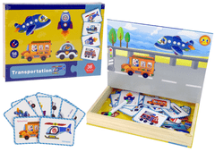 Lean-toys Magnetická kniha puzzle Dopravné puzzle karty