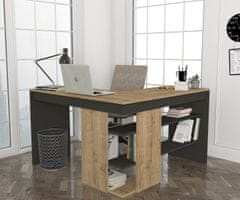 VerDesign STICH rohový pracovný stôl, sapphire / antracit