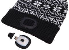 SIXTOL Čiapka s čelovkou 180lm, nabíjacia, USB, univerzálna veľkosť, bavlna/PE, zimná čierna