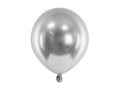 PartyDeco Saténové balóny strieborné 12cm 50ks