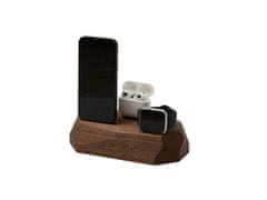 Oakywood Trojitá dokovacia stanica pre iPhone, Apple Watch a AirPods, orechová
