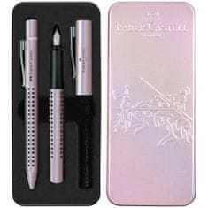 Faber-Castell Súprava Grip Glam plniace pero M+guľôčkové pero, Glam Pearl