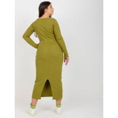 FANCY Dámske šaty s rázporkom na chrbte plus size JULIA svetlo zelené FA-SK-0244.96_392968 Univerzálne
