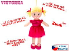 Bábika Viktorka handrová 32 cm česky hovoriaca na batérie tmavo ružová