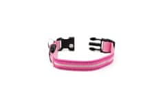 limaya LED svietiaci obojok pre psov Pink - white thin strip M (33 cm - 50 cm)