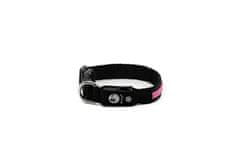 limaya LED svietiaci obojok pre psov Black 3D - Pink strip M (33 cm - 50 cm)