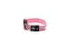 LED svietiaci obojok pre psov Pink - white strip M (33 cm - 50 cm)