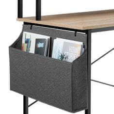 tectake Písací stôl s policou a látkovým úložným boxom - Industrial svetlé drevo, dub Sonoma, 80 cm