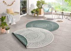 NORTHRUGS Kusový koberec Twin-Wendeteppiche 103103 creme grün – na von aj na doma 140x140 (priemer) kruh
