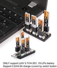 YUNIQUE GREEN-CLEAN 1 kus 1S LiPo nabíjačka batérií USB 3.8V / 4.35V 6 kanálová nabíjačka LiSV 1S Small Tiny Whoop Blade Inductrix Micro JST 1.25 JST-PH 2.0 mCX mCPX konektory