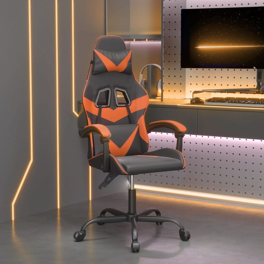 Vidaxl Herná stolička čierna a oranžová umelá koža