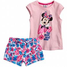Sun City Dievčenské tričko kraťasy komplet Minnie Mouse Love růžový Velikost: 128 (8 let)