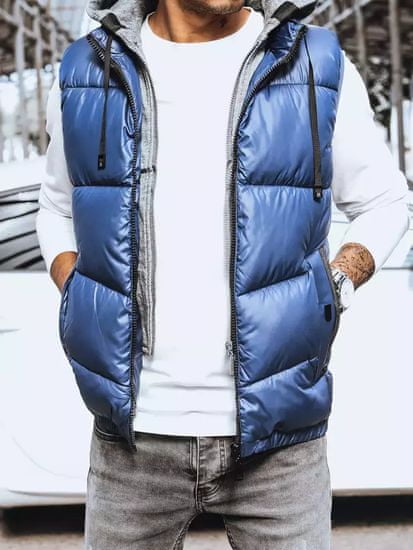 Dstreet Pánska prešívaná silná vesta s kapucňou Extreme modrá svetlá