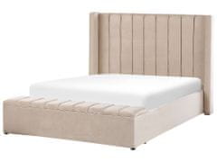 Beliani Zamatová posteľ s úložným priestorom 140 x 200 cm béžová NOYERS