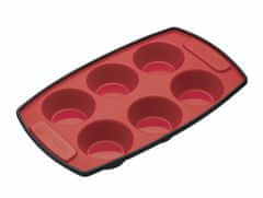 MasterClass Forma na muffiny 30 x 18 cm 6 otvorov, silikónová červená, MasterClass