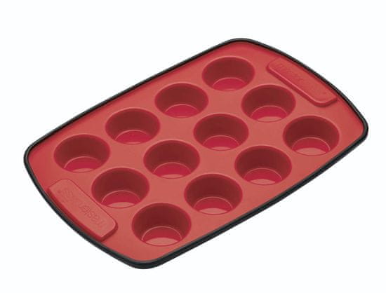MasterClass Forma na muffiny 29 x 20 cm 12 otvorov, silikónová červená, MasterClass