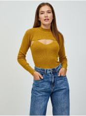 Jacqueline de Yong Horčicový rebrovaný sveter/top 2v1 Jacqueline de Yong Sibba XL