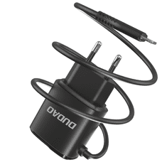 DUDAO nabíjačka 2x USB so vstavaným USB káblom Lightning 12W čierny (A2ProT) - čierna KP14090