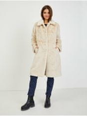Guess Béžový dámsky zimný kabát z umelej kožušiny Guess Angelica XL